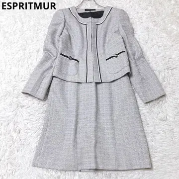 에스프리뮬 세레모니 수트 노카라 자켓 스커트 트위드