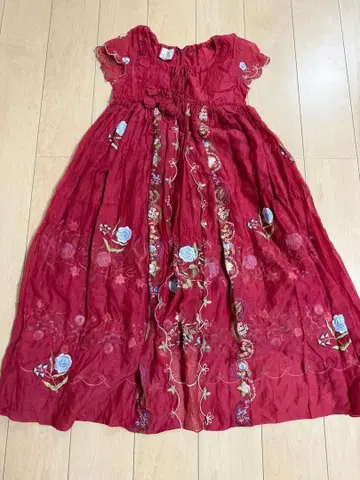 연말 세일! BEAMS 빨간 쉬폰 원피스 S [ R712101 ]