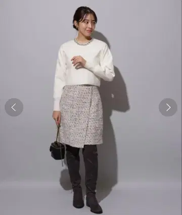 [ JUSGLITTY ] 체인 부착 트위드 미니 스커트