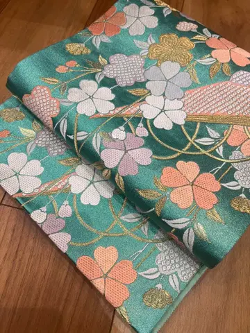 후쿠로 오비 귀여운 민트 그린 창포 약간의 색바램 새상품급 중고