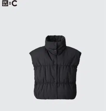[새상품급] 유니클로C 다운 크롭 베스트 S 블랙