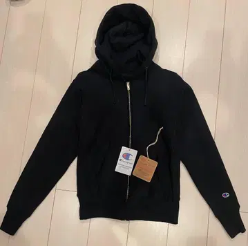 Champion 블랙 풀 지퍼 후드티 M