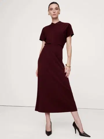 [ 새상품 ] BANANA REPUBLIC 반팔 원피스 와인 버건디