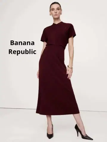 [ 새상품 ] BANANA REPUBLIC 반팔 원피스 와인 버건디
