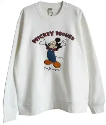 디즈니 미키 트레이닝복 속기모 남성용 자수 맨투맨 화이트 L