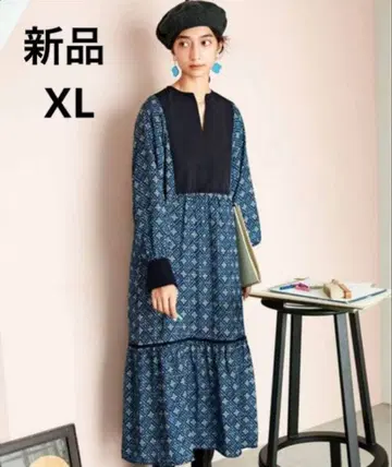 새상품 MEDE19F 뮐루즈 염직 미술관 프린트 원피스 XL