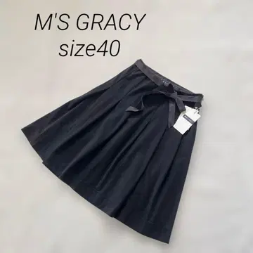 미사용 택 포함 엠즈 그레이시 블랙 스커트 40 리본 포함 가을/겨울 울
