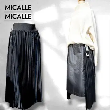 미사용 새상품 MICALLEMICALLE 그레이프 플리츠 절개 롱 스커트