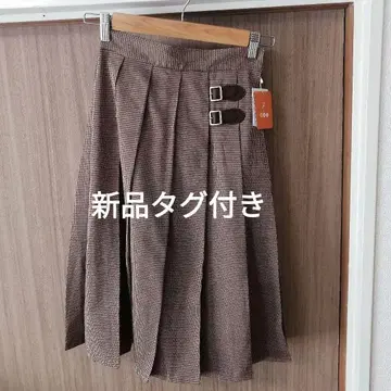 택 포함 새상품 핀 체크 무늬 플리츠 스커트