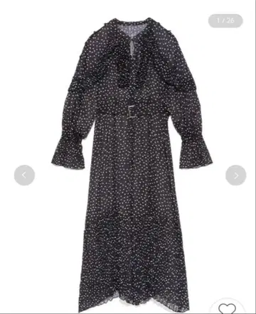 릴리 브라운 벨티드 와셔 원피스 도트 무늬 롱 원피스