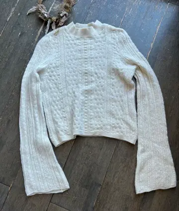 DEMYLEE 데 캐시미어 화이트 케이블 짜임 니트