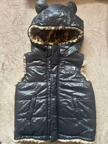 Candy Stripper 곰 귀 후드 부착 다운 베스트 (리버서블)