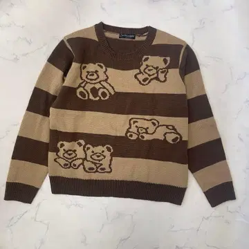 캔디 스트리퍼 곰 패턴 보더 니트 베어 Bear 지뢰계 양산형 곰