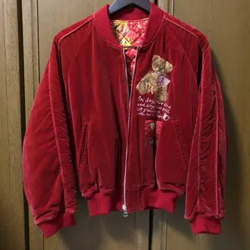 핑크하우스 블루종 자켓 곰 테디베어 바시티 자켓