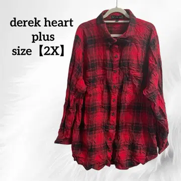 derek heart plus [ 2X ] 빨검 체크 긴팔 셔츠