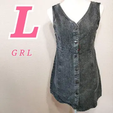 GRL 데님 블랙 슬리브리스 원피스 L 캐주얼 코디 스트릿