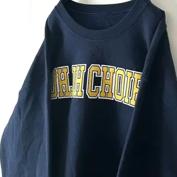 OHJHCHOIR 로고 맨투맨 트레이닝복 네이비 색 구제 의류
