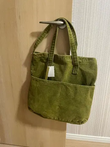 새상품 OOPS 초레어 데님 토트 숄더백 오가닉 그린
