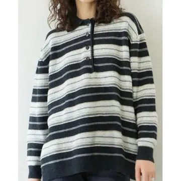 클라네 멀티 보더 니트 폴로 상의