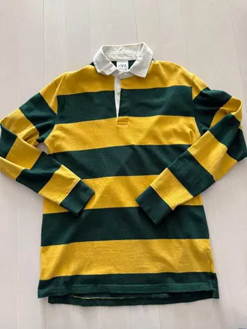 ZARA 그린과 옐로우 컬러 스트라이프 피케 셔츠 S