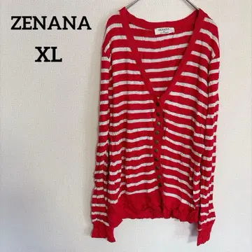 ZENANA [ XL ] 빨흰 스트라이프 V넥 가디건