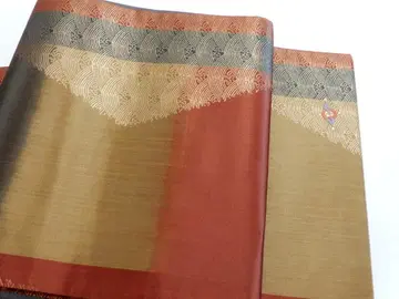 순수 실크 니시진 비단 금박 후쿠로 오비 가로 단 직조 파도 무늬