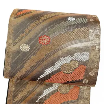 후쿠로 오비 금실 국화 작은 꽃 유선 기모노 061t