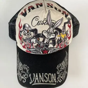 레어 VANSON 반손 메쉬 캡 루니툰 자수 바이커