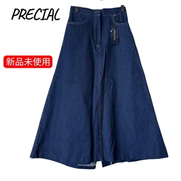 PRECIAL 블루 데님 스커트 미사용 새상품 치수 측정상 S~M