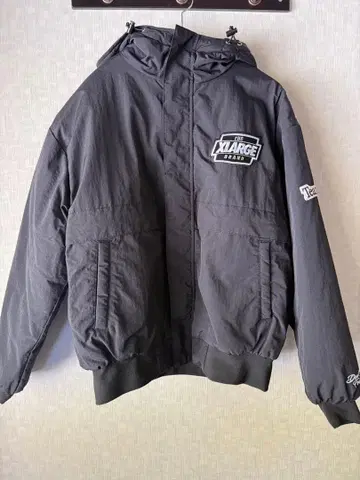 XLARGE 후드 부착 나일론 자켓 블랙 남성용 여성용