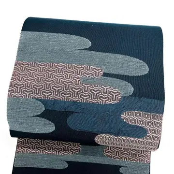 후쿠로 오비 에가스미 비샤몬키코 네이비 기모노 081t