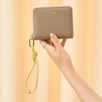 BEAURE/비유레 카우 레더 핸드 스트랩 컴팩트 월렛