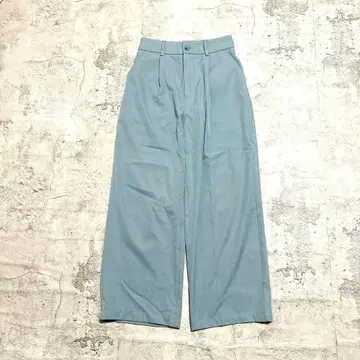 와이드 팬츠 슬랙스 F 라이트 블루 깔끔한 캐주얼 루즈 실루엣