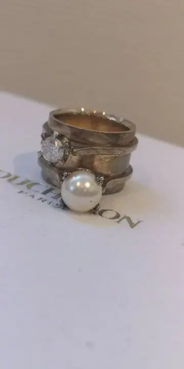 mayu 레이어드풍 반지 골드 펄 다이아