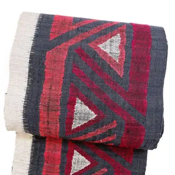 후쿠로 오비 비늘 무늬 네이비 레드 오렌지 기모노 061t