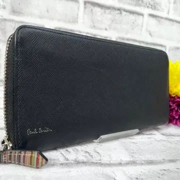 컨디션 최상 폴스미스 장지갑 지퍼 스트로우 레인 2 라운드 지퍼 블랙