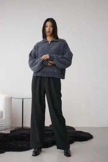 무료배송 AZUL 아줄 와이드 벨트 트윌 이지 팬츠 블랙