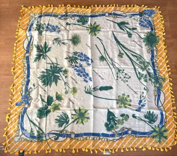 manipuri 마니프리 스카프 스톨 폼폼 프린지 꽃무늬 면 실크