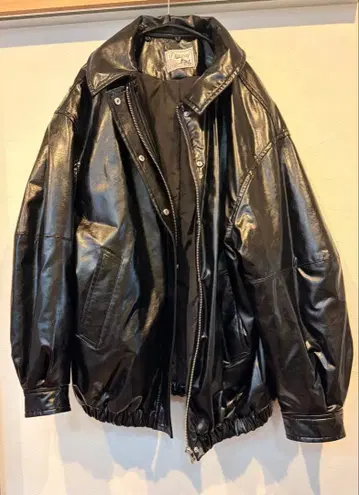 블랙 페이크 가죽 자켓 겨울 아우터 오버 사이즈 블랙