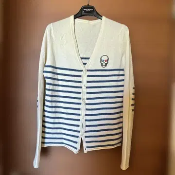 루시앙페라피네 스트라이프 패턴 스컬 자수 긴팔 가디건