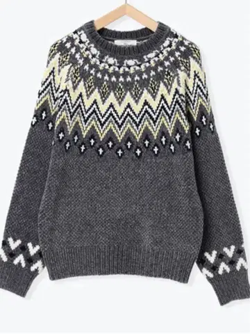 미사용 새상품 사만사 모스모스 구심 패턴 몰 니트 풀오버