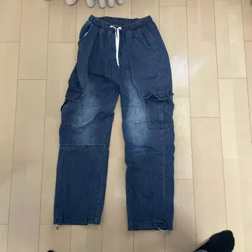 다크 블루 카고 팬츠 허리밴딩