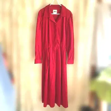 LESLIE FAY 레드 긴팔 롱 원피스