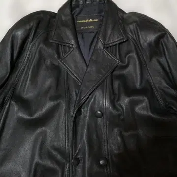 moda italiana 블랙 가죽 라무 코트 더블 남성용 XL