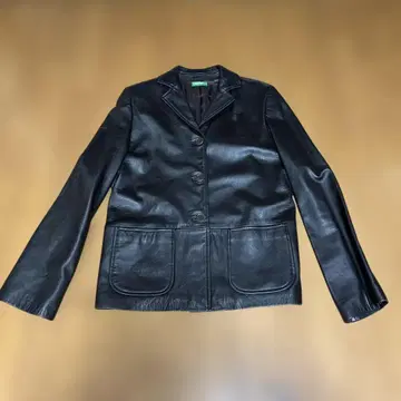 레어 베네통 천연 가죽 라무 가죽 자켓 테일러드 자켓 다크 브라운