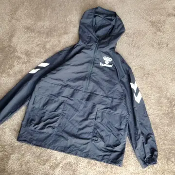 hummel 험멜 후드 부착 하프 지퍼 나일론 자켓 블랙