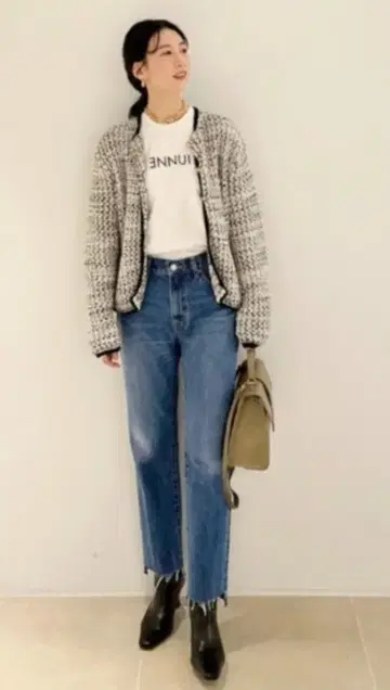 Mila Owen 밑단 단차 센터 프레스 데님 팬츠 [ 워셔블 ]