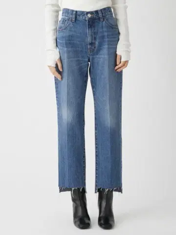 Mila Owen 밑단 단차 센터 프레스 데님 팬츠 [ 워셔블 ]