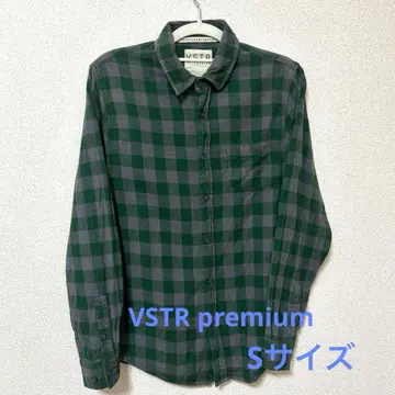 VSTR 프리미엄 그린 그레이 체크 플란넬 셔츠 S 사이즈