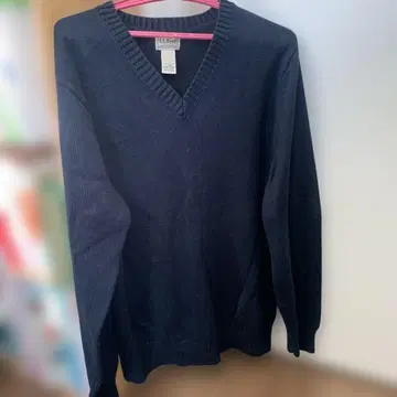 L.L.Bean 네이비 V넥 니트 두꺼운